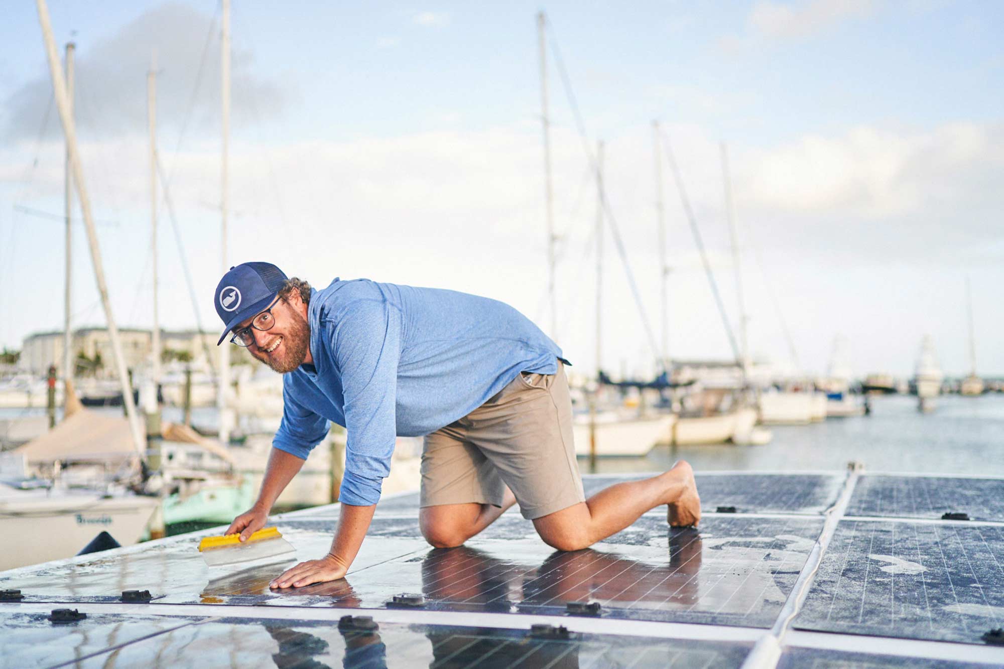 Billy Litmer cleaning boat